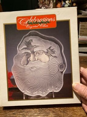 Celebrations crystal clear 8" Santa plate